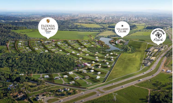Vista aérea de implantação do Fazenda Villagio Texas